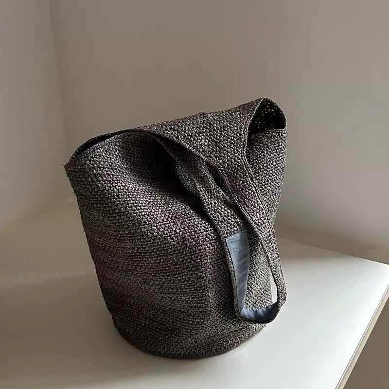 #318 Handmade Raffia Bucket Bag