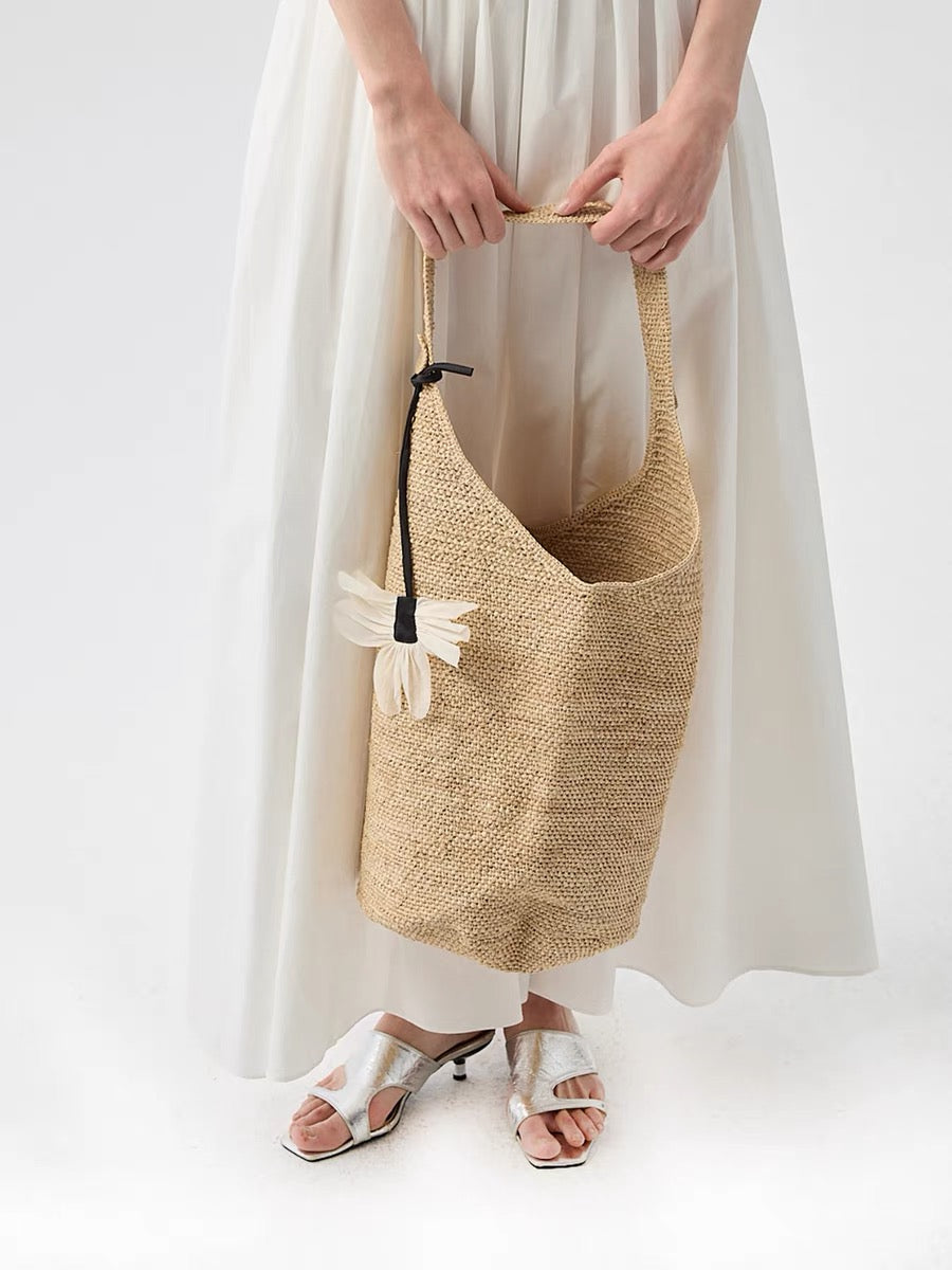 #129 Chic Raffia Handwoven Tote Bag